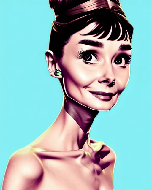 Image similar to full body character concept art of audrey hepburn | | distinct - fine, key visual, realistic shaded perfect face, fine details by stanley artgerm lau, wlop, rossdraws, james jean, andrei riabovitchev, marc simonetti, sakimichan, and jakub rebelka, trending on artstation