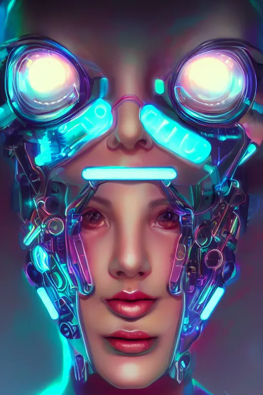 portrait of a trippy cyborg girl with biotechnical | Stable Diffusion ...