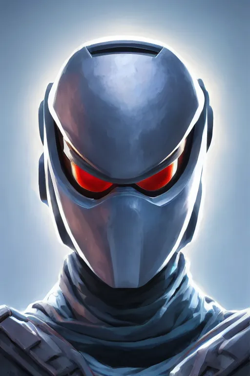 Image similar to epic mask helmet robot ninja portrait stylized as fornite style game design fanart by concept artist gervasio canda, behance hd by jesper ejsing, by rhads, makoto shinkai and lois van baarle, ilya kuvshinov, rossdraws global illumination radiating a glowing aura global illumination ray tracing hdr render in unreal engine 5