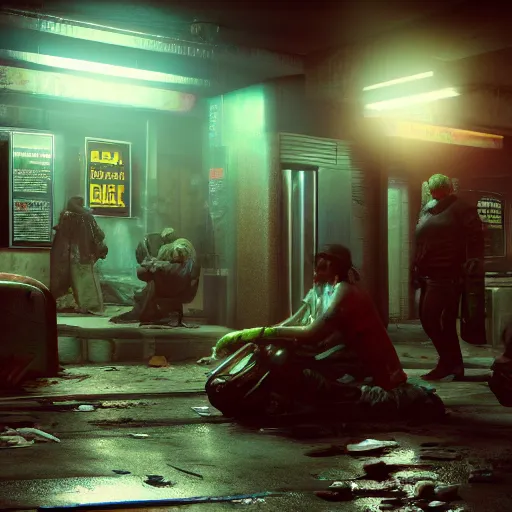 Image similar to abandoned subway homeless slum low light. Cyberpunk 2077. CP2077. 3840 x 2160