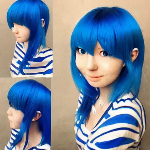Prompt: cute anime girl with blue hair