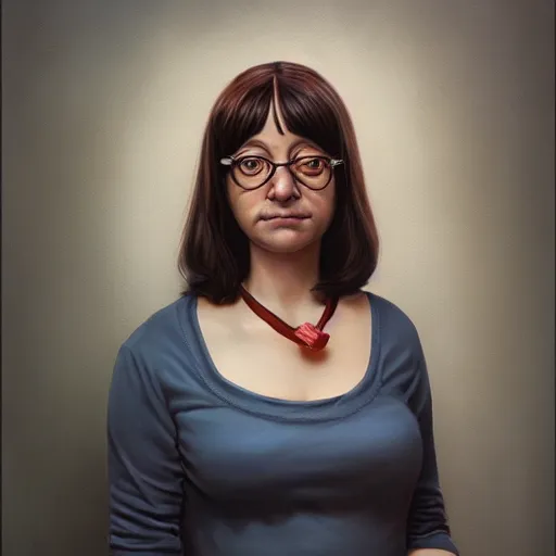 Image similar to Beautiful hyperrealistic detailed matte portrait painting of Tina Belcher, by andreas rocha and john howe, and Martin Johnson