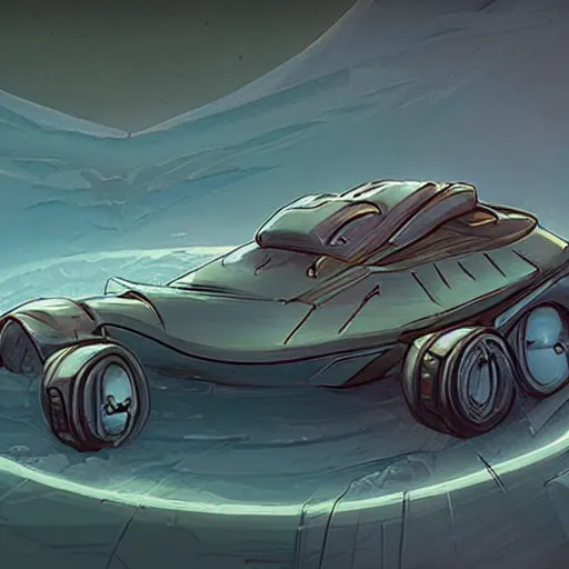 Image similar to torment tides of numenera art style retrofuturism car concept