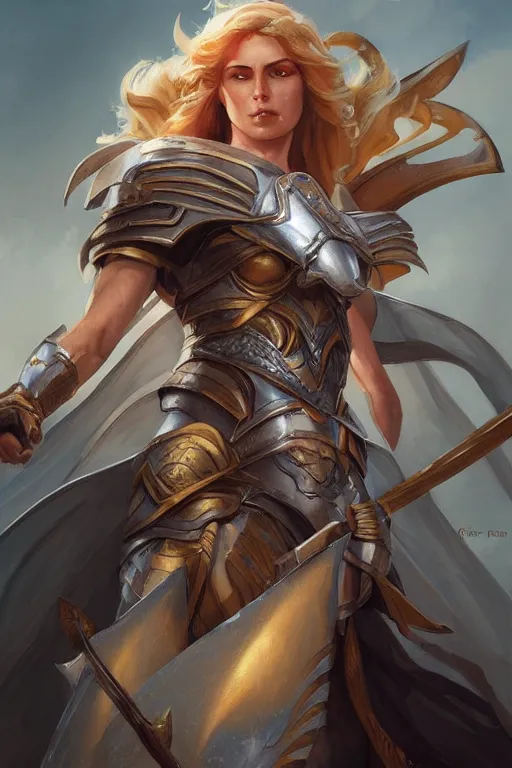 Image similar to amazon valkyrie athena, d & d, fantasy, portrait, highly detailed, headshot, digital painting, trending on artstation, concept art, sharp focus, illustration, art by artgerm and greg rutkowski and magali villeneuve