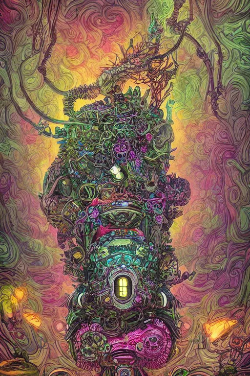 Image similar to creature sushi roots cactus elemental flush of force nature micro world fluo light deepdream a wild amazing steampunk baroque ancient alien creature, intricate detail, colorful digital painting that looks like it is from borderlands and by feng zhu and loish and laurie greasley, victo ngai, andreas rocha, john harris