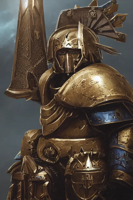 Image similar to armor portrait heros warhammer 4 0 k horus heresy fanart - the primarchs emperor by johannes helgeson animated with vfx concept artist & illustrator global illumination ray tracing hdr fanart arstation zbrush central hardmesh 8 k octane renderer comics stylized