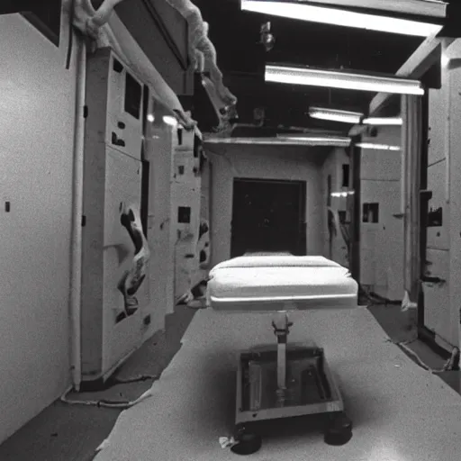 Prompt: secret underground lab where alien body experiments are performed, top secret, high detail, 1 9 6 5 s