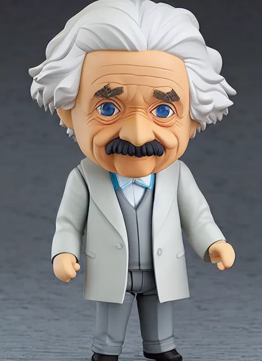 Image similar to albert einstein, an nendoroid of albert einstein figurine, realistic face, detailed product photo