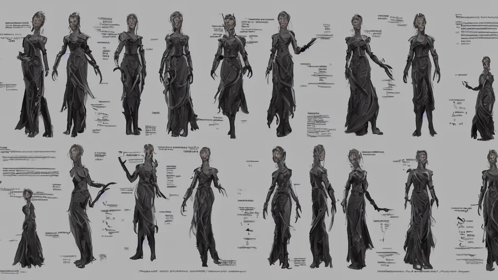 Prompt: character sheet for a stocky extraterrestrial female servant maid with thick tentacles for hair, long dress with apron, star wars, farscape, impact by craig mullins, by studio ghibli, digital art, trending on artstation, hd, 8 k, highly detailed, good lighting, beautiful, masterpiece