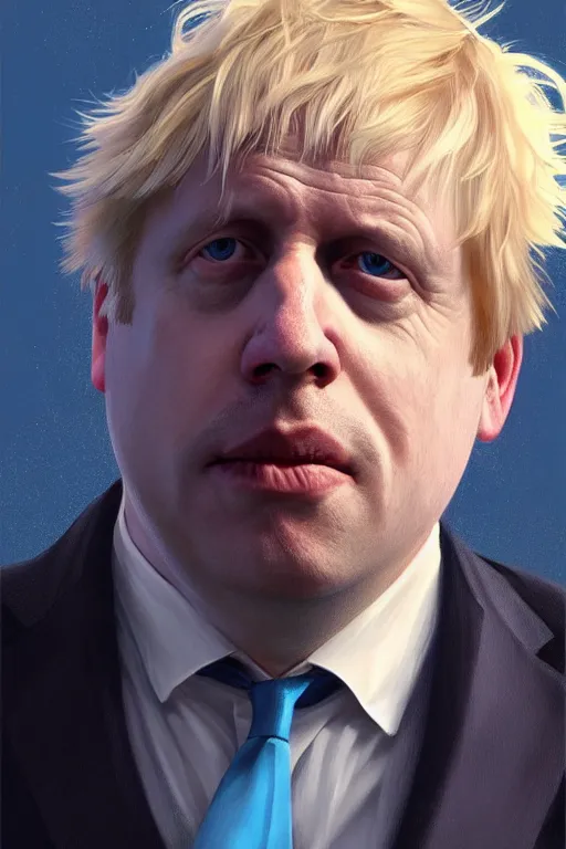 Image similar to Boris Johnson as an X man, visible face, realistic portrait, gold and blue, highly detailed, digital painting, artstation, concept art, smooth, sharp focus, illustration, cinematic lighting, art by artgerm and greg rutkowski and alphonse mucha