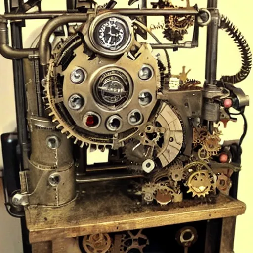 Prompt: steampunk copy machine