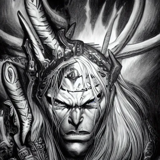 Prompt: illidan stormrage engraving, ink, black and white