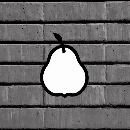 Image similar to pear logo, minimalistic design, banksy, bold, sharp, white background, illustration, by franks stella, by joe baer