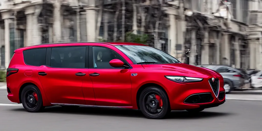 Image similar to 2022 Alfa Romeo Minivan, red