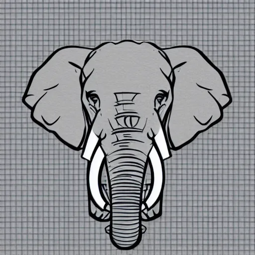 Image similar to minimal geometric elephant logo by karl gerstner, monochrome, symmetrical