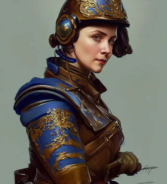 Prompt: portrait of a czech woman wearing a blue traditional nineteenth century military jacket, metal shoulder pauldrons, intricate, highly detailed, digital painting, artstation, concept art, sharp focus, cinematic lighting, illustration, art by artgerm and greg rutkowski, alphonse mucha, cgsociety