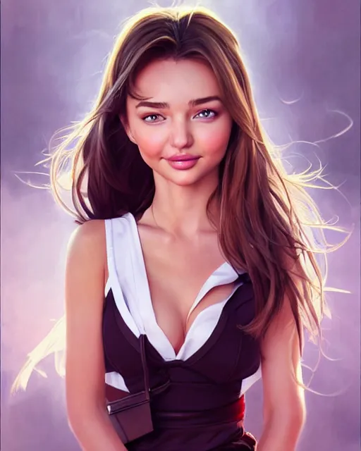 Image similar to portrait of Miranda Kerr as Anime girl cute-fine-face, full body! pretty face, realistic shaded Perfect face, fine details. Anime. realistic shaded lighting by Ilya Kuvshinov Giuseppe Dangelico Pino and Michael Garmash and Rob Rey