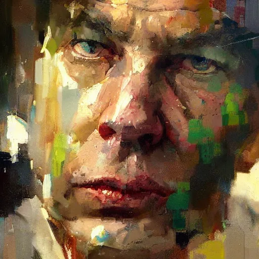 Image similar to face protrait of doug stanhope, jeremy mann painting