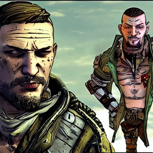Image similar to tom hardy as a character in borderlands 2
