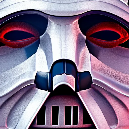 Image similar to 5 0 mm close - up photo of clown darth vader hybrid, compound eyes, symmetrical front face portrait, high quality, high resolution, octane unreal 5 realphoto raytrace render, intricate, hyper detailed, hard light, black flat background