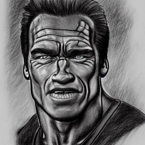 Image similar to Arnold Schwarzenegger as a character in the cartoon Winnie the Pooh. Pencil drawing