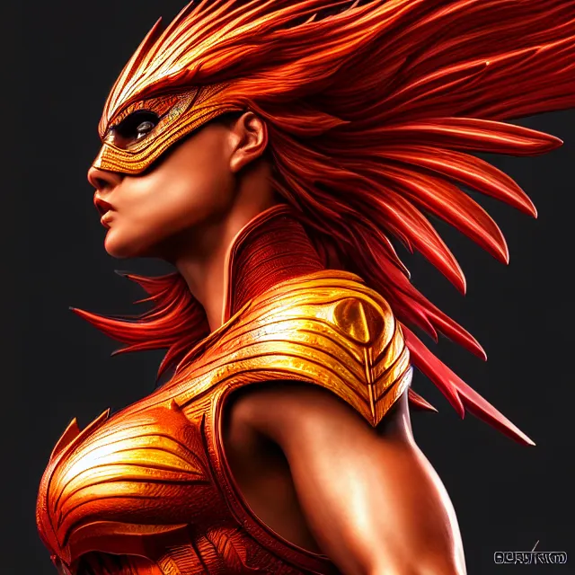 Image similar to phoenix warrior, artgerm, highly detailed, 8 k, hdr, close up, smooth, sharp focus, high resolution, award - winning photo