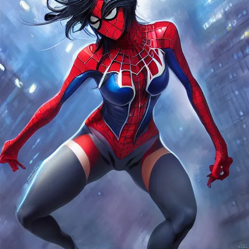 Image similar to Manga art of Spider-Women, by Stanley Artgerm Lau, WLOP, Rossdraws, James Jean, Andrei Riabovitchev, Marc Simonetti, Yoshitaka Amano, ArtStation, CGSociety,