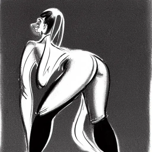 Image similar to milt kahl sketch of thick cuban girl wearing black yoga pants