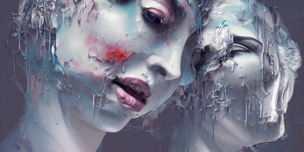 Image similar to phantom, melted paint, melting, surreal, dramatic lighting, face, detailed, intricate, elegant, highly detailed, digital painting, artstation,, concept art, smooth, sharp focus, illustration, 3 d render by beeple