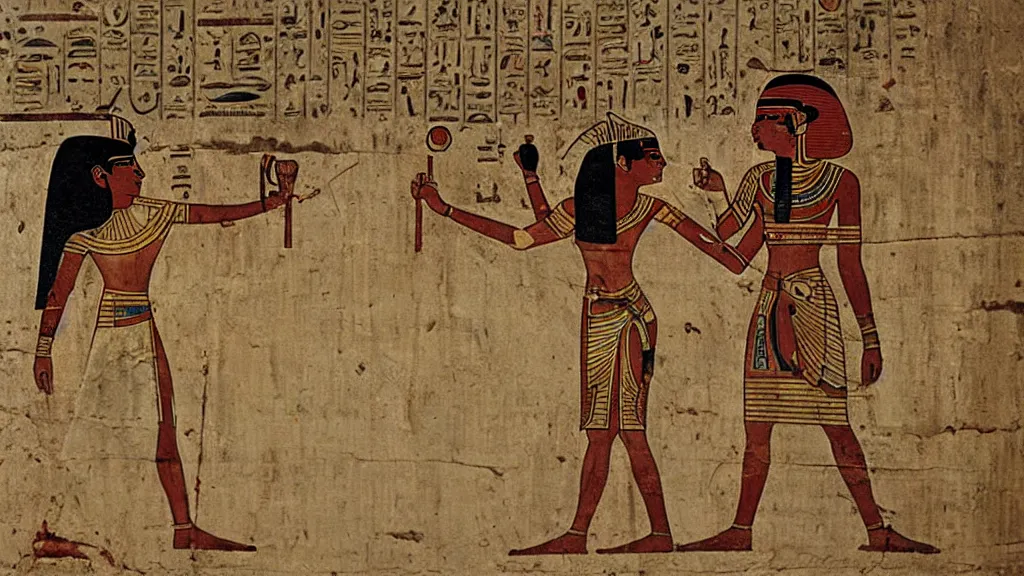 Prompt: ancient egyptian painting of ugandan knuckles