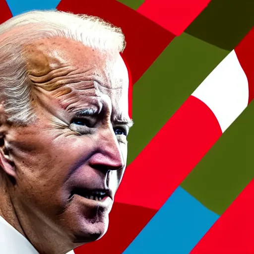 Image similar to Joe Biden next to a red and white talking globe