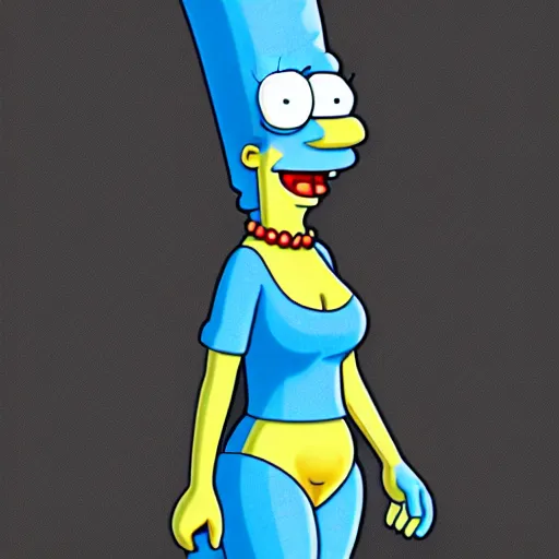 Prompt: photorealistic marge simpson committing a crime