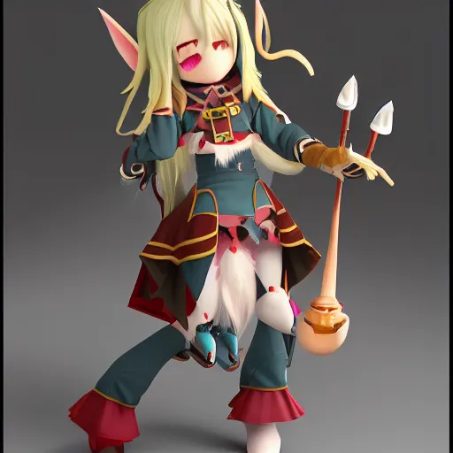 Image similar to cute fumo plush of an elven sapper with a glowing magical explosive, mage engineer, anime girl, vray