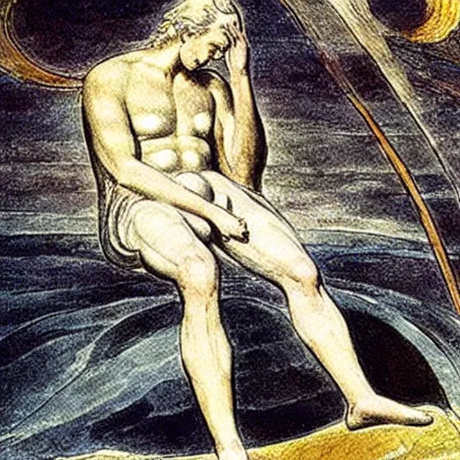 Image similar to disasterpiece days of noah by william blake