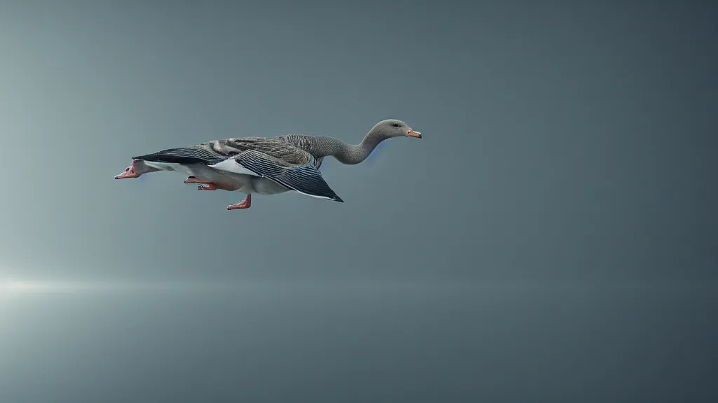 Prompt: cyberpunk greylag goose floating in space, 8k, cinematic, epic, ultra detailed, award winning, trending on artstationHD, dramatic