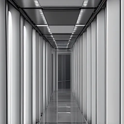 Image similar to spaceship hallway with windows,