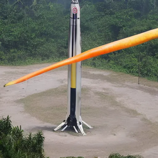 Image similar to a banana rocket launched from the launch pad at wenchang space launch site in hainan, china