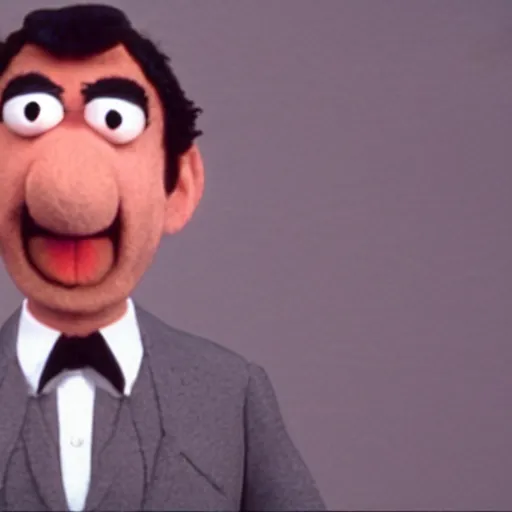 Prompt: A still of Mr. Bean depicted as a muppet