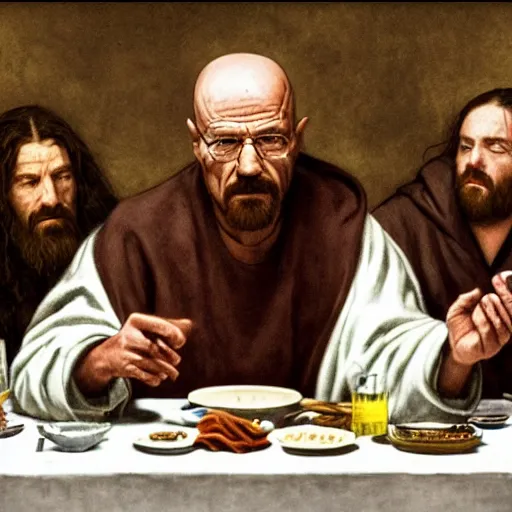 Image similar to Walter White at the last supper