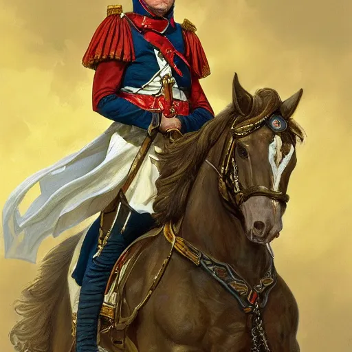 Prompt: Napoleon Bonaparte as a fantasy D&D character, portrait art by Donato Giancola and James Gurney, digital art, trending on artstation