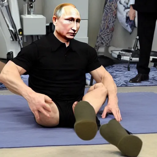 Image similar to a picture of putin, putin has legs the size of a baby's legs, hes wearing a diaper, super detailed, hyper realistic.