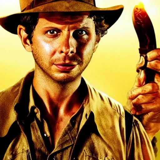 Image similar to Michael Cera as indiana jones in raiders of the lost ark, 8k resolution, full HD, cinematic lighting, award winning, anatomically correct