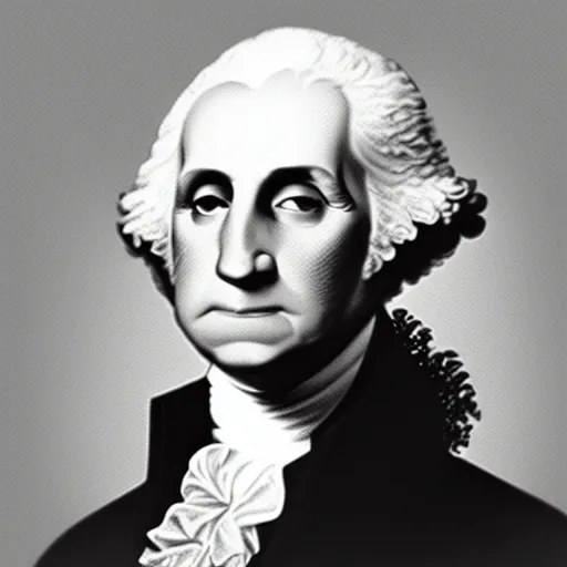 Image similar to photo of George Washington by Diane Arbus, 2022, black and white, high contrast, Rolleiflex, 55mm f/4 lens