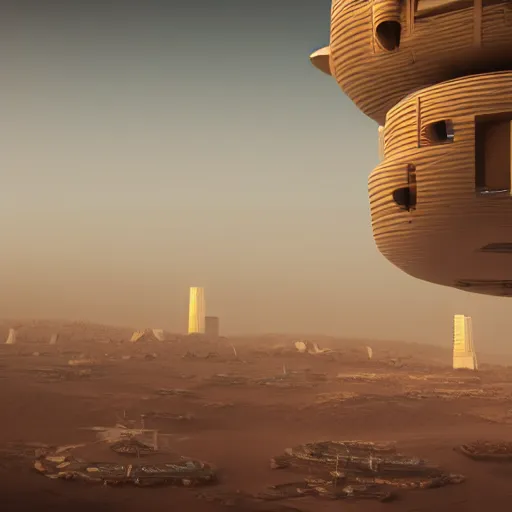 Image similar to futuristic city in the mars design by norman foster unreal engine 8k