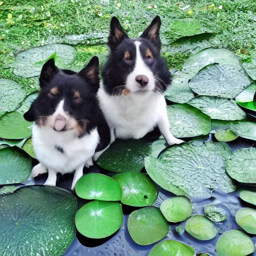 Prompt: bingus and bongus sitting on a lily pad