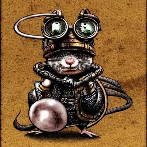 Image similar to a rat with steampunk googles, from Berserk