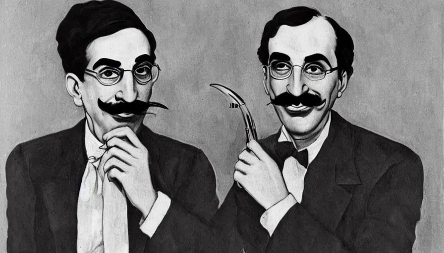 Image similar to art nouveau portrait of groucho marx