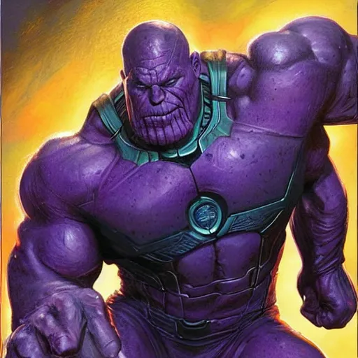 Image similar to Thanos, artwork by Dave Dorman,