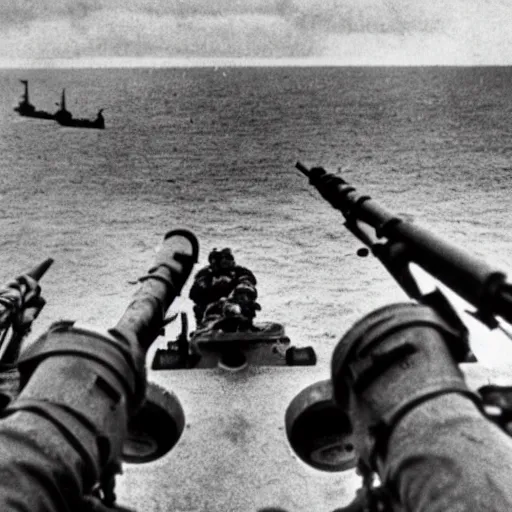 Image similar to first person view of the battle of d - day at normandy beach