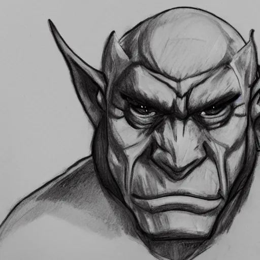 Image similar to courtroom sketch of an orc on trial